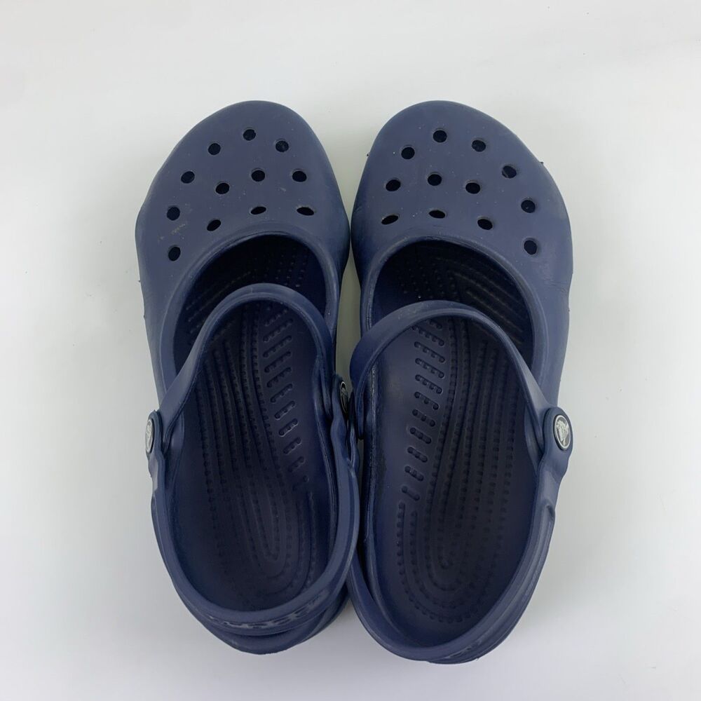 Crocs Shayna Mary Jane Slingback Navy Blue Round Toe Comfort Clog Slip Womens 8 - Picture 7 of 15